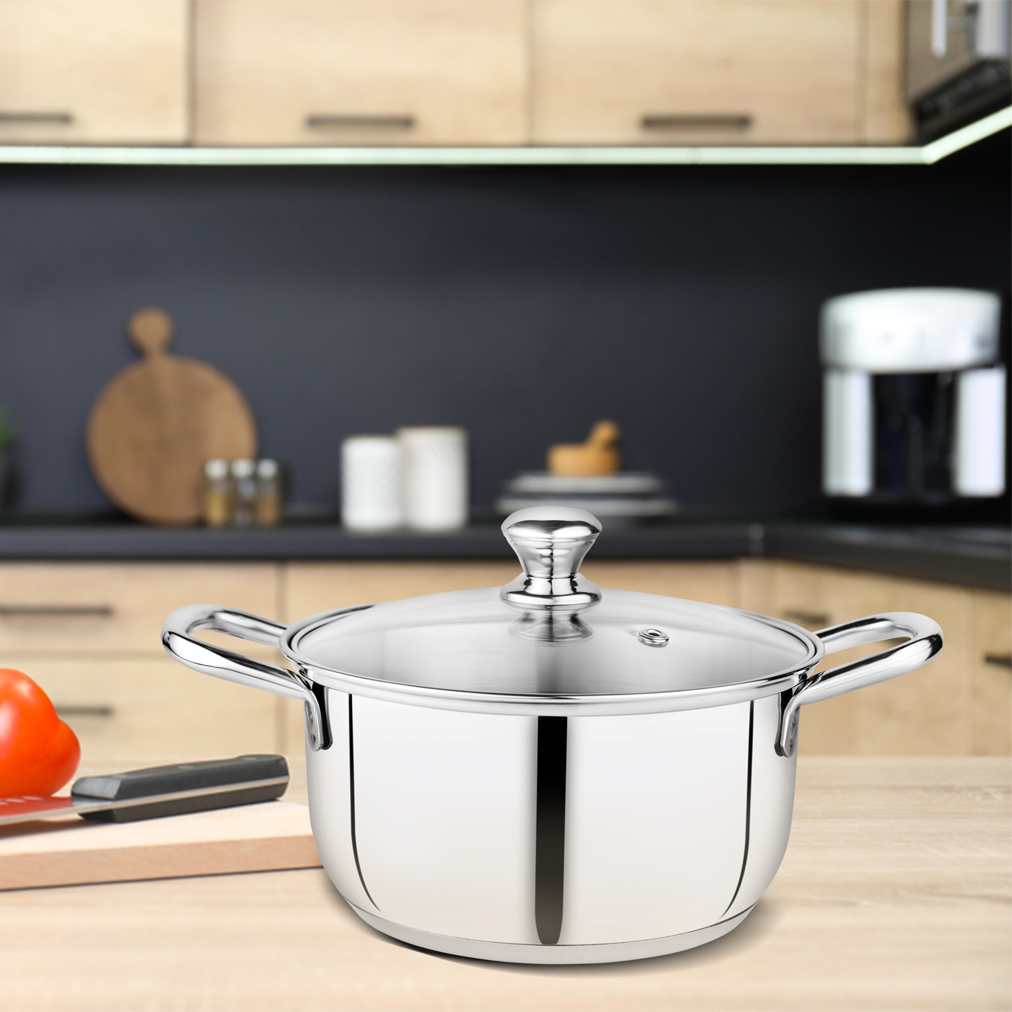 Embassy Stainless Steel Wonder Sauce-Pot Glass Lid 28cm-2