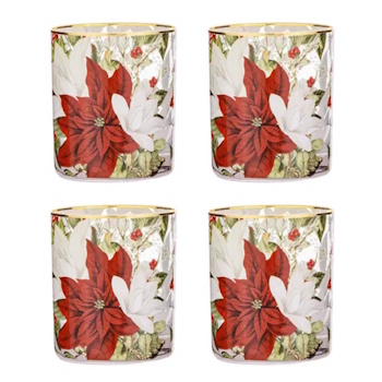 Ashdene Poinsettia Glass 4pk Tumbler