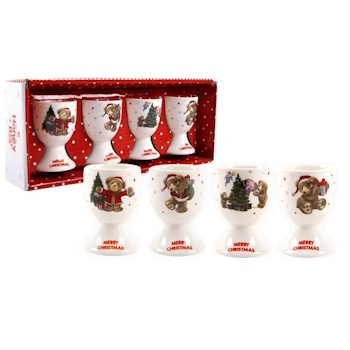 Ashdene Honey Pot Bear Xmas Set Of 4 Egg Cup
