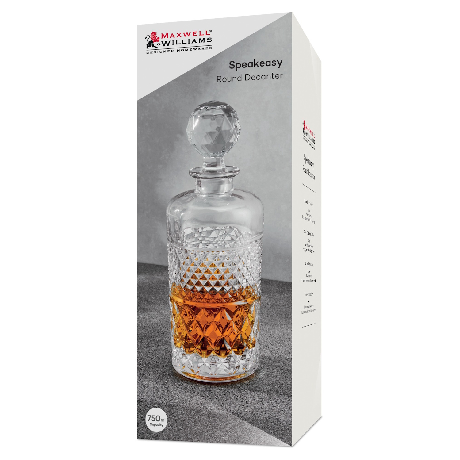 Maxwell & Williams Speakeasy Round Decanter 750ML Gift Boxed-3