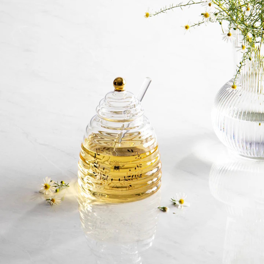 Ashdene Elegant Bee Glass Honey Pot-2