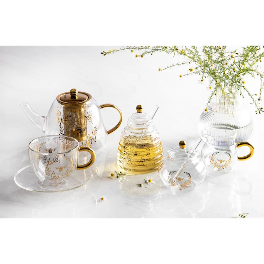 Ashdene Elegant Bee Glass Honey Pot-3