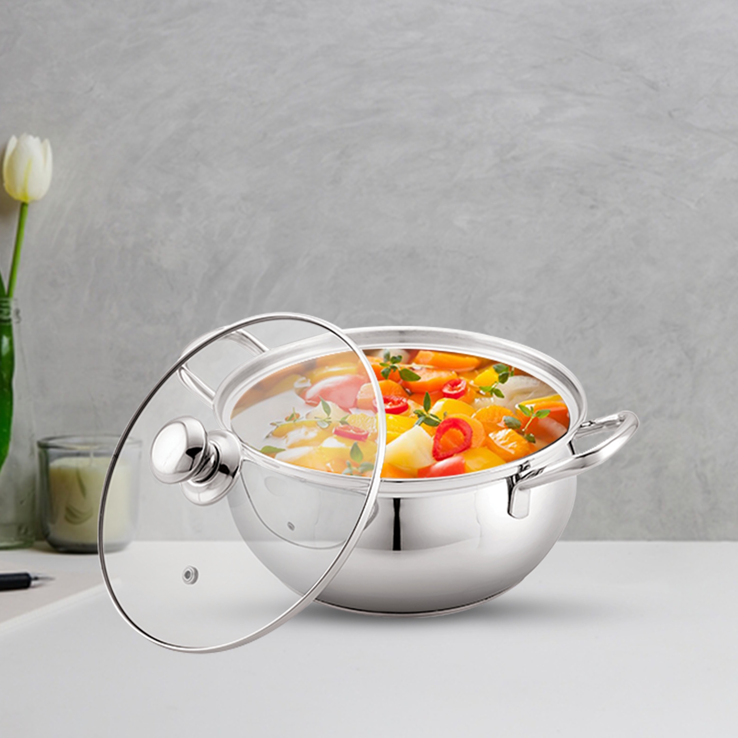 Embassy Crysta Sauce-Pot Glass Lid 28 cms-2