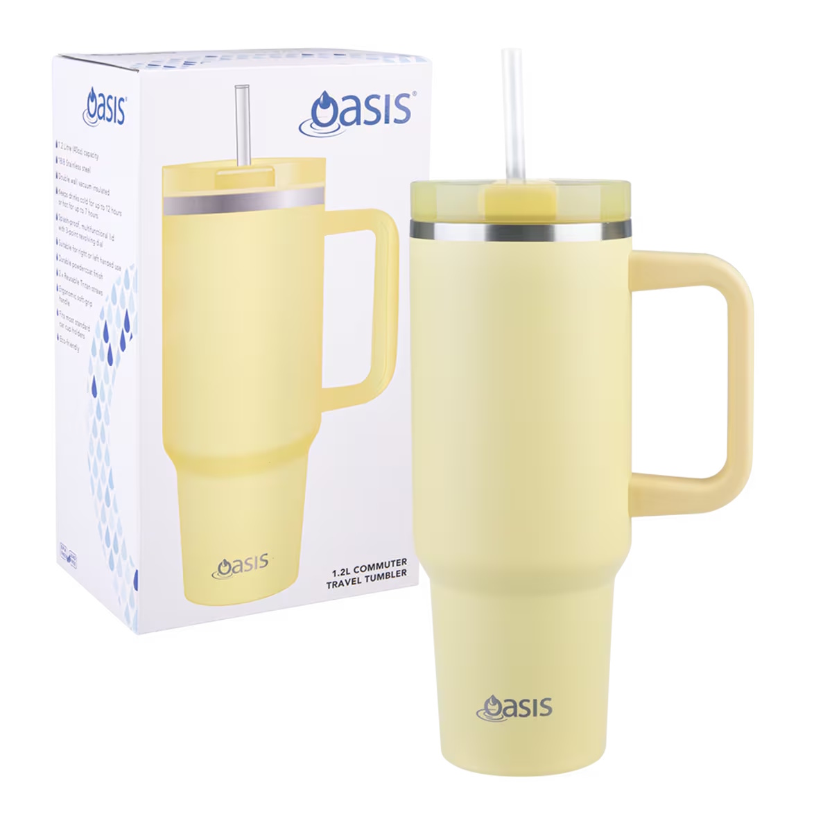 Oasis Stainless Steel Double Wall Insulated Commuter Travel Tumbler 1.2l - Daffodil-1