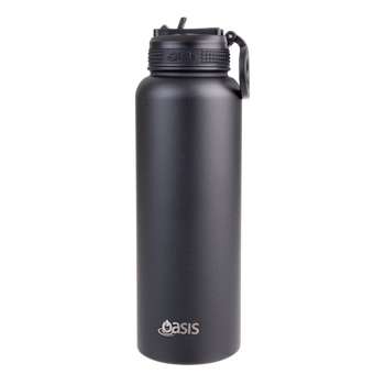 Oasis Stainless Steel Double Wall Insulated Challenger Sports Bottle 1.1L - Black