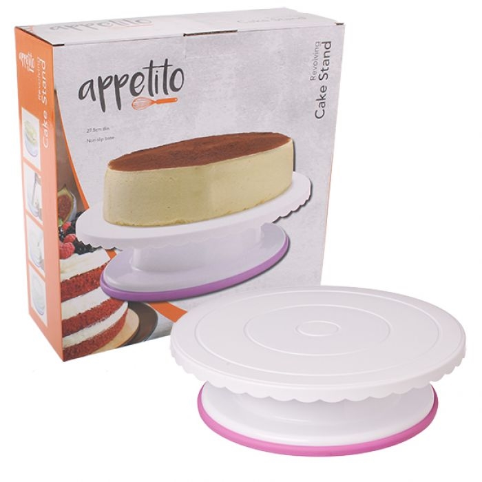 Appetito Revolving Cake Stand 28cm Dia - White-1