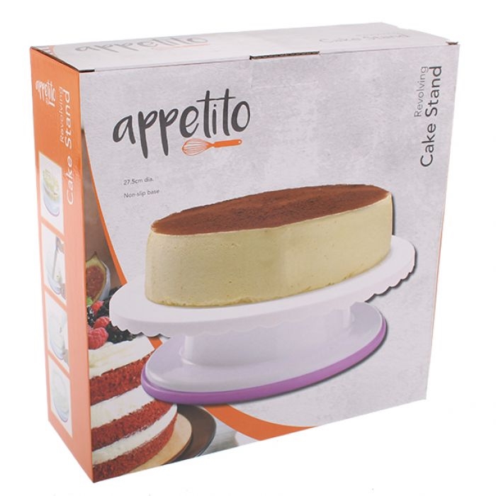 Appetito Revolving Cake Stand 28cm Dia - White-3