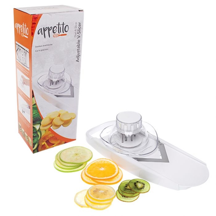 Appetito Dial-a-slice Adjustable V-slicer - White-1
