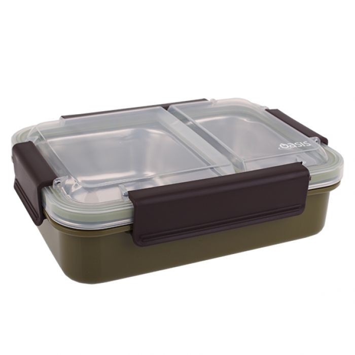Oasis Stainless Steel 2 Compartment Lunch Box 23 X 16.5 X 7cm - Khaki-3