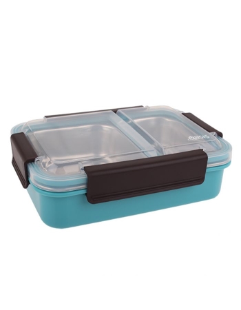 Oasis Stainless Steel 2 Compartment Lunch Box 23 X 16.5 X 7cm - Turquoise