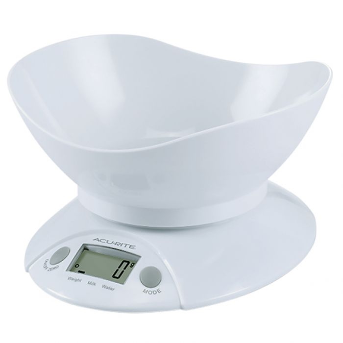 Acurite Digital Kitchen Scale With Bowl 1g/5kg - White-1