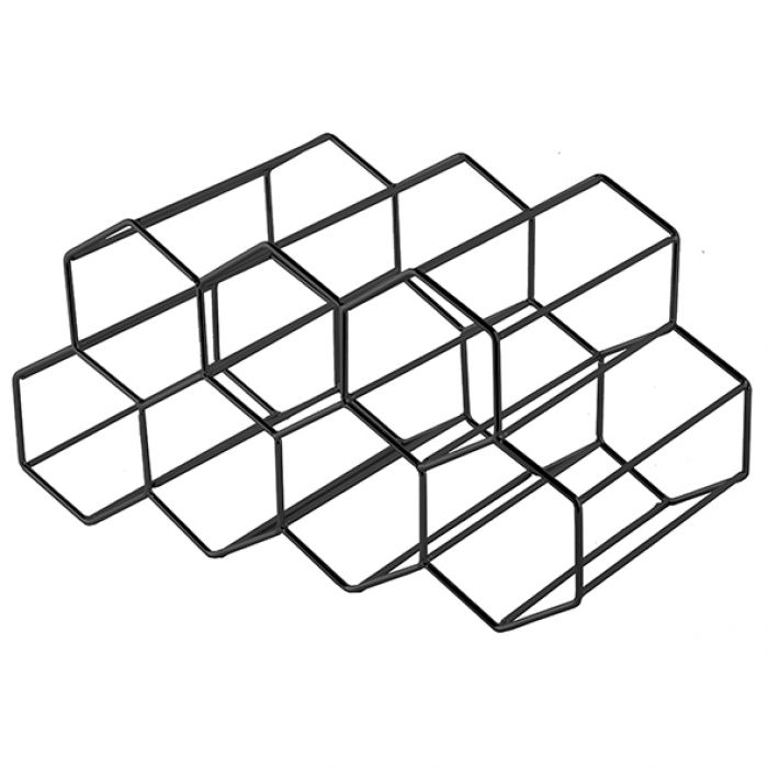 Bartender Hexagonal Wine Rack 9 Bottle - Black-1