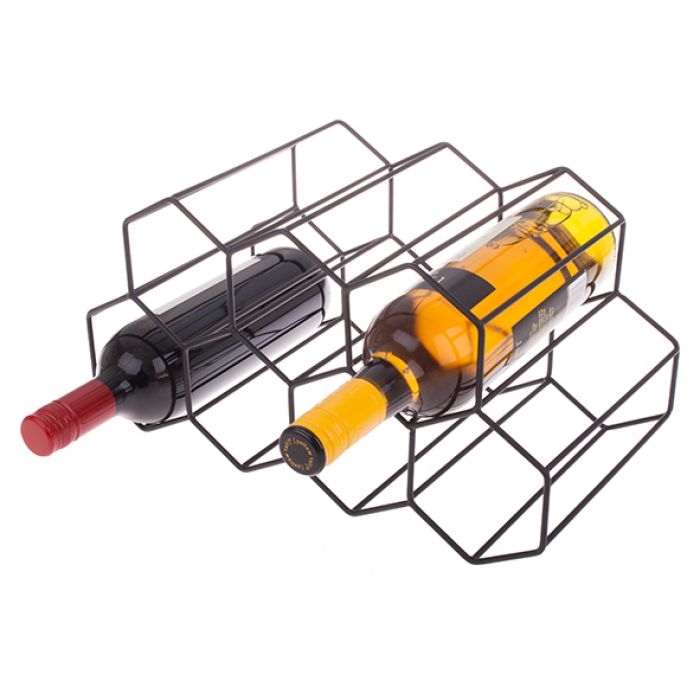 Bartender Hexagonal Wine Rack 9 Bottle - Black-2