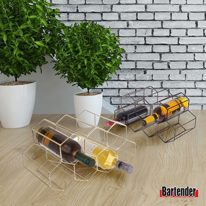 Bartender Hexagonal Wine Rack 9 Bottle - Black-3
