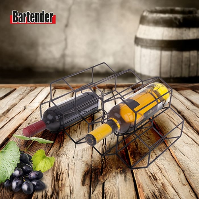 Bartender Hexagonal Wine Rack 9 Bottle - Black-4