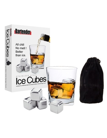 Bartender Stainless Steel Ice Cubes Set 4 With Bag