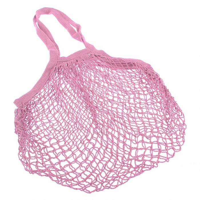 Sachi Cotton String Bag Long Handle - Pastel Pink-4