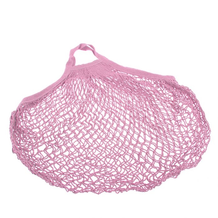 Sachi Cotton String Bag Short Handle - Pastel Pink-3