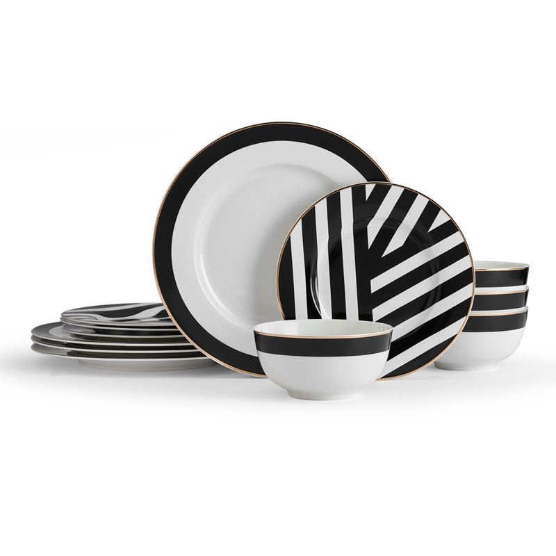 Mikasa Luxe Deco 12pc Fine China Dinner Set,-1