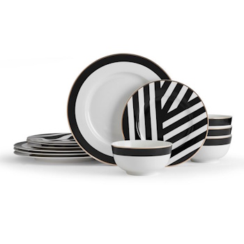 Mikasa Luxe Deco 12pc Fine China Dinner Set,