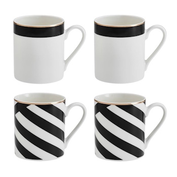 Mikasa Luxe Deco 4pc Fine China Mug Set, 380ml