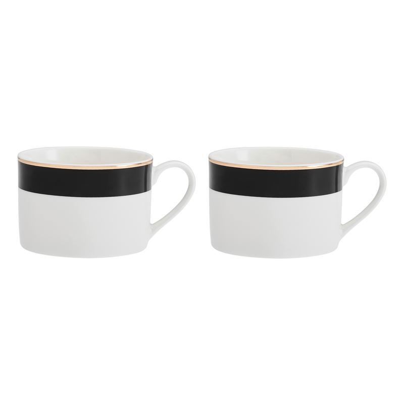 Mikasa Luxe Deco 2pc Fine China Tea Cup & Saucer Set - Band Pattern, 200ml-4
