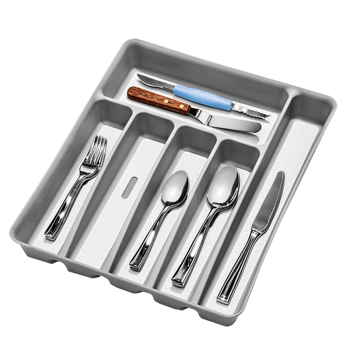 Madesmart 6 Compartment Cutlery Tray - Soft Grey 39 X 32.6 X 5CM-1