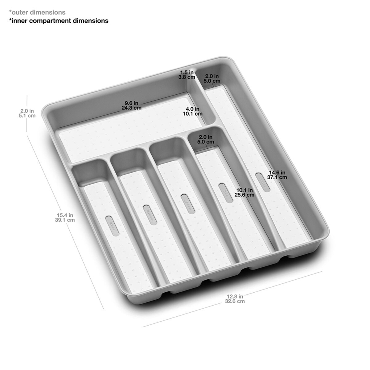 Madesmart 6 Compartment Cutlery Tray - Soft Grey 39 X 32.6 X 5CM-4