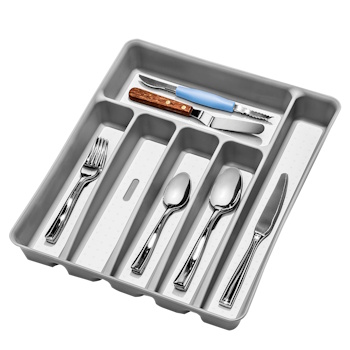 Madesmart 6 Compartment Cutlery Tray - Soft Grey 39 X 32.6 X 5CM