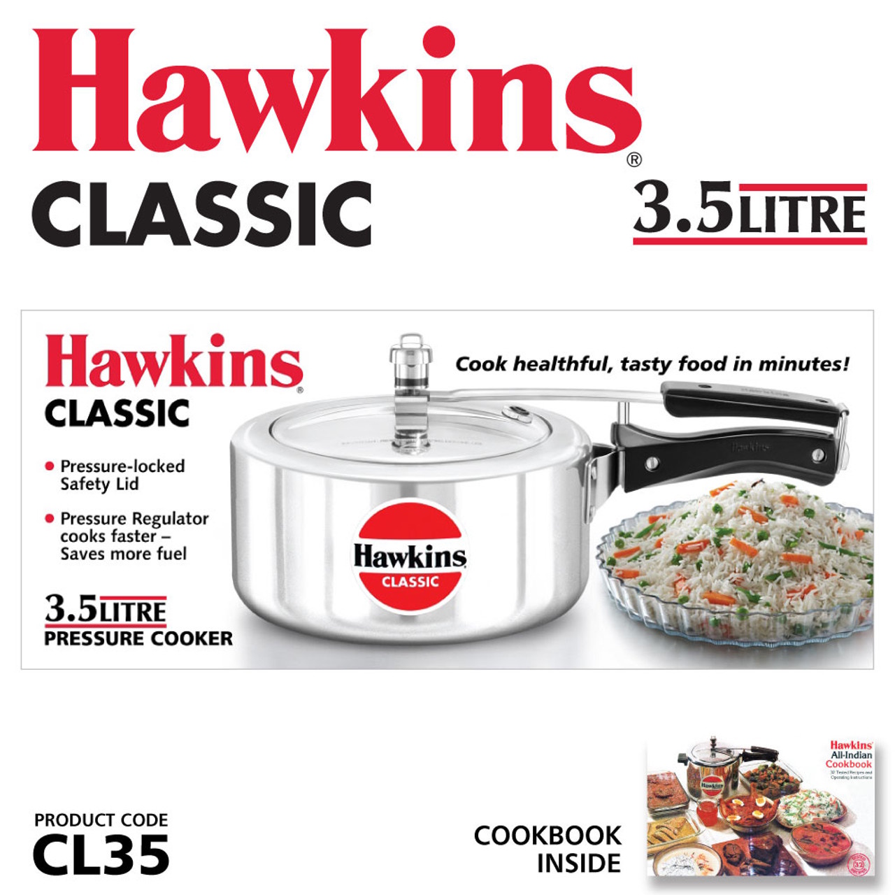 Hawkins Classic Pressure Cooker 3.5 Ltr - CL35-2