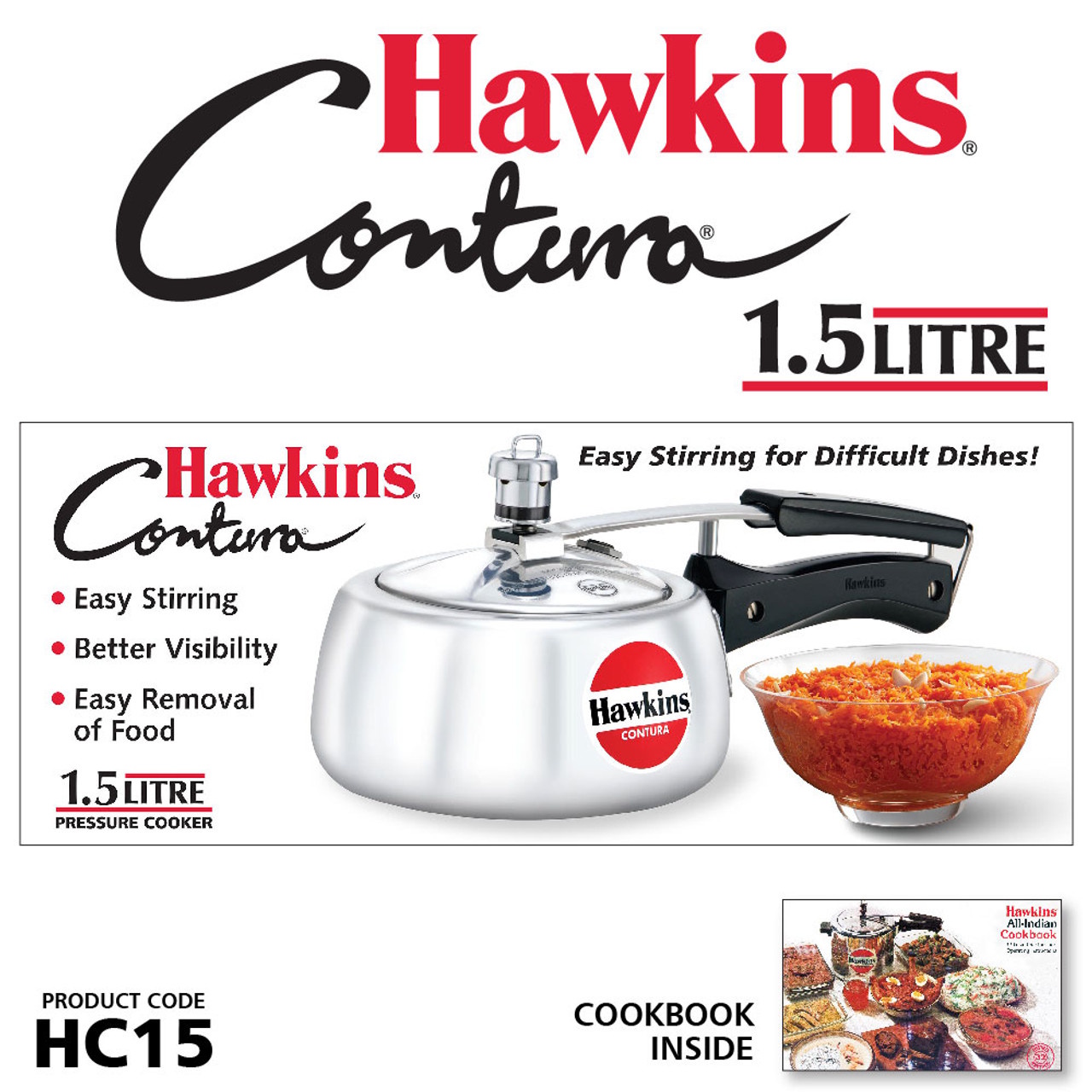 Hawkins Contura 1.5 Litre Pressure Cooker - HC15-4