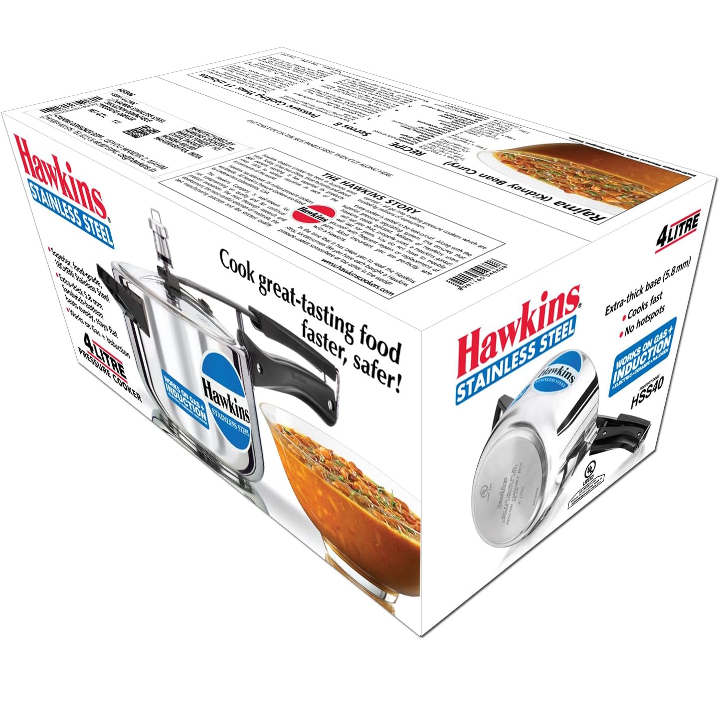 Hawkins Stainless Steel 4 Litre Pressure Cooker - Induction - HSS40-4