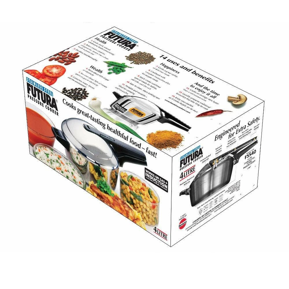 Hawkins Futura Stainless Steel 4 Litre Pressure Cooker - FSS40-4