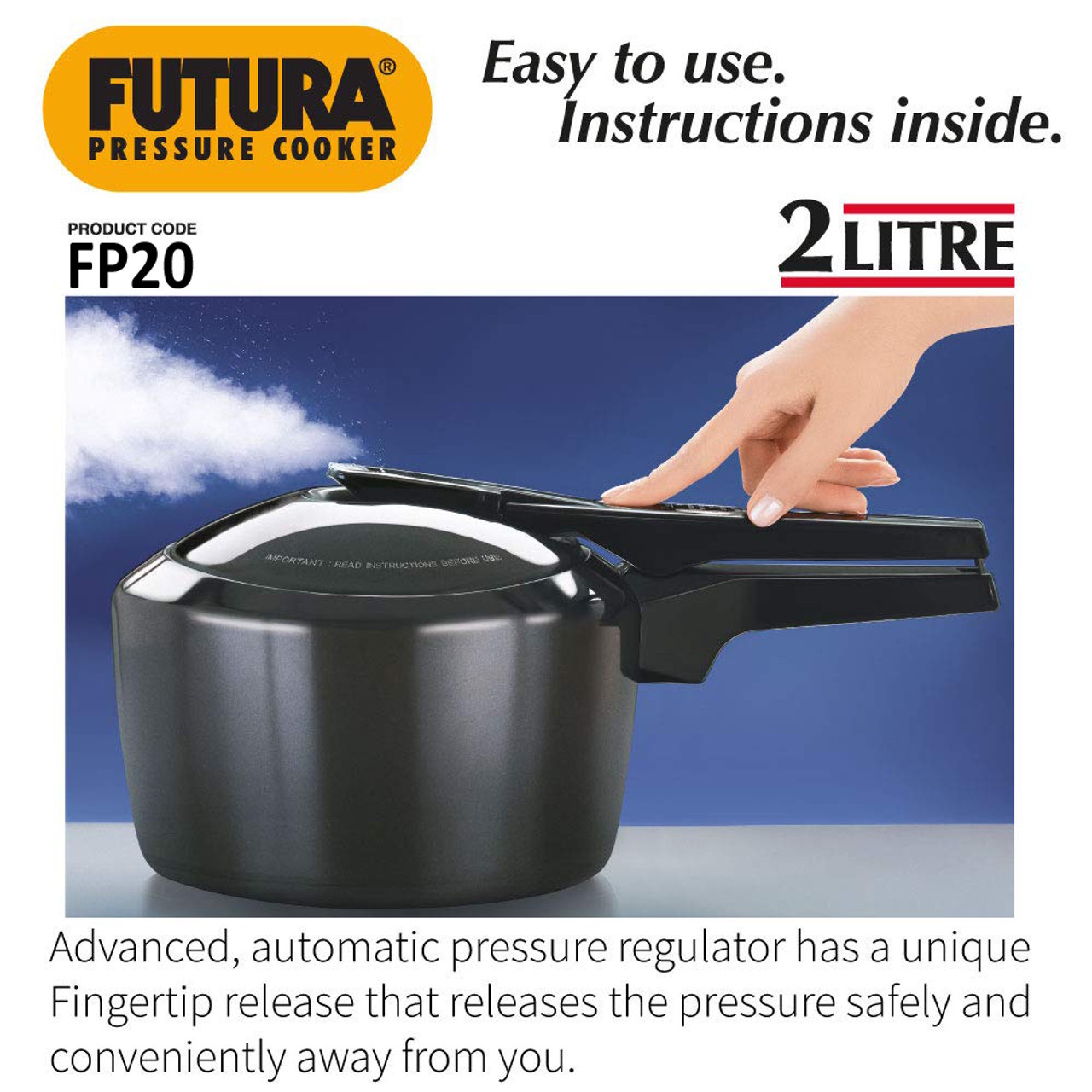 Hawkins Futura Hard Anodised 2 Litre Pressure Cooker - FP20-2