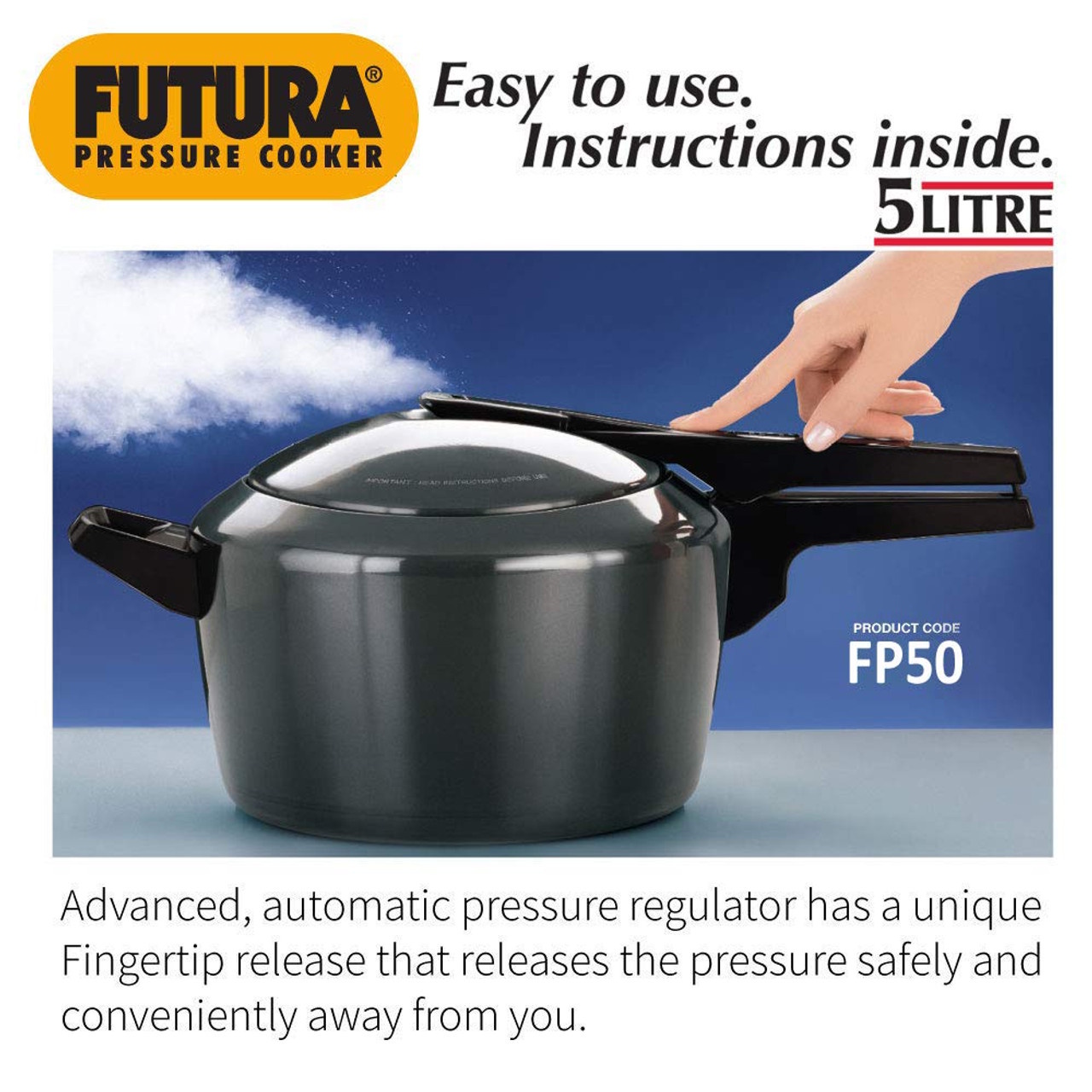 Hawkins Futura Hard Anodised 5 Litre Pressure Cooker - FP50-2