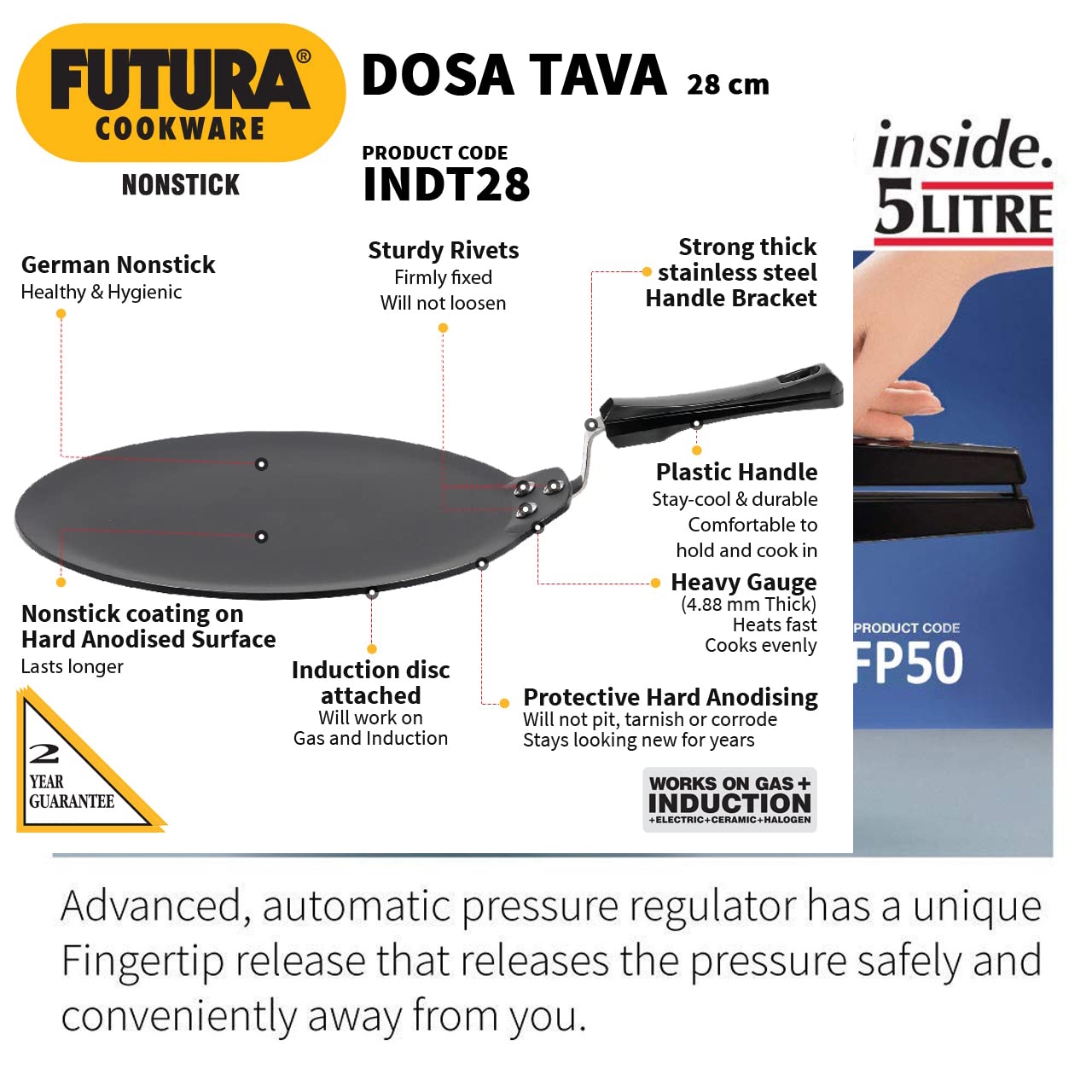 Hawkins Futura Induction Dosa Tawa 28cm - INDT28