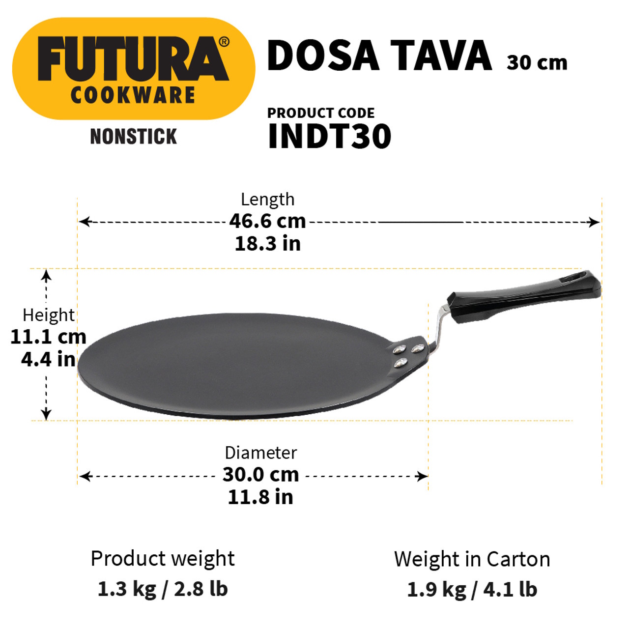 Hawkins Futura Induction Dosa Tawa 30cm - INDT30