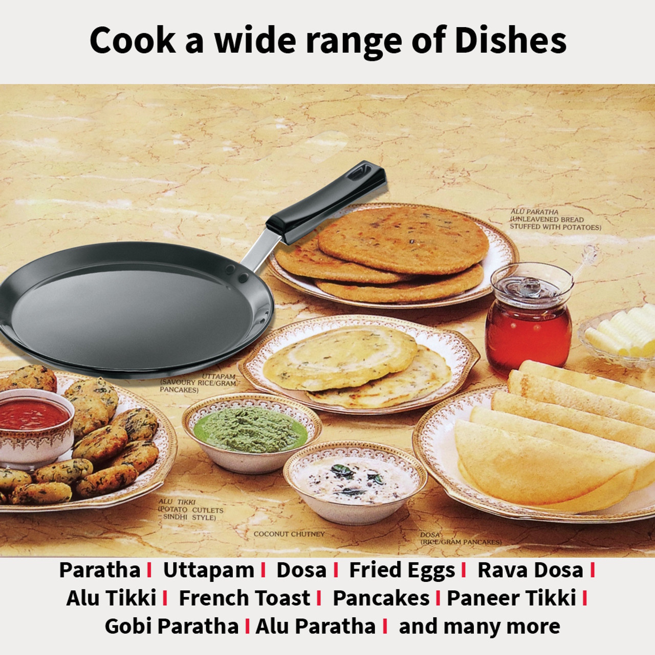 Hawkins 30cm Nonstick Flat Tava With Plastic Handle - NFT30P-4