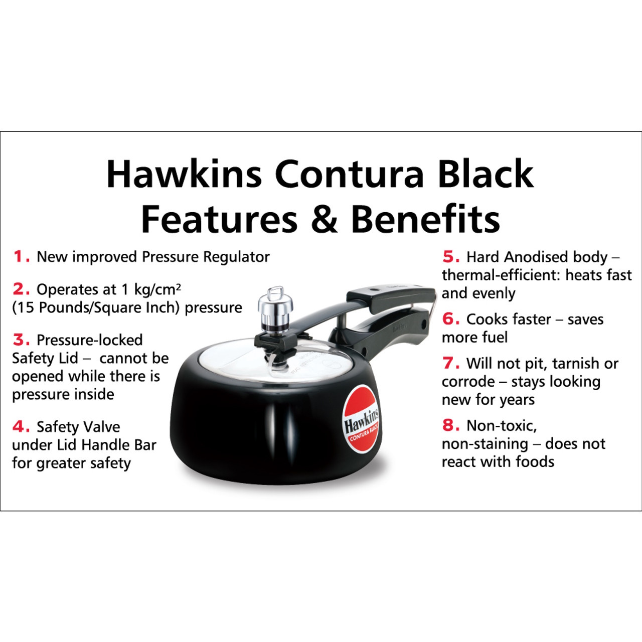 Hawkins Contura Pressure Cooker Black (1.5L) CB15-2