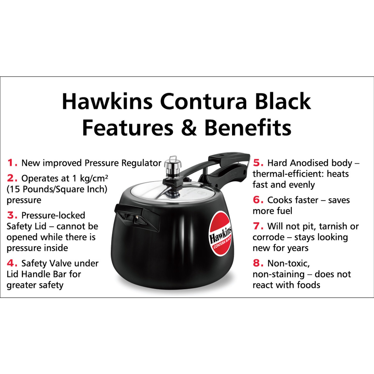Hawkins Contura Pressure Cooker Black (4L) - CB40-2
