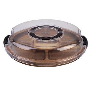 Alfresco Lane Acacia Wood 5 Compartment Round Grazing Platter W/ Lid