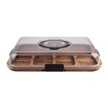 Alfresco Lane Acacia Wood 6 Compartment Rectangular Grazing Platter W/ Lid