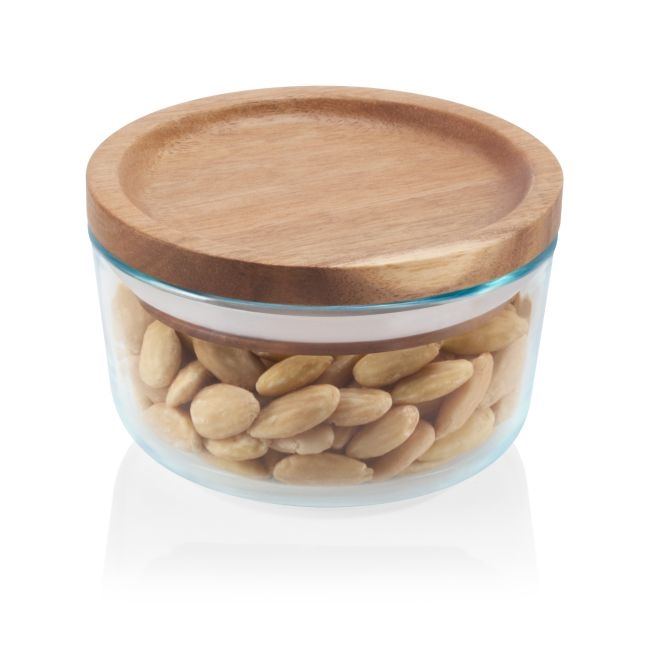 Pyrex 4 cup Round Dry Food Storage with Wood Lid-2