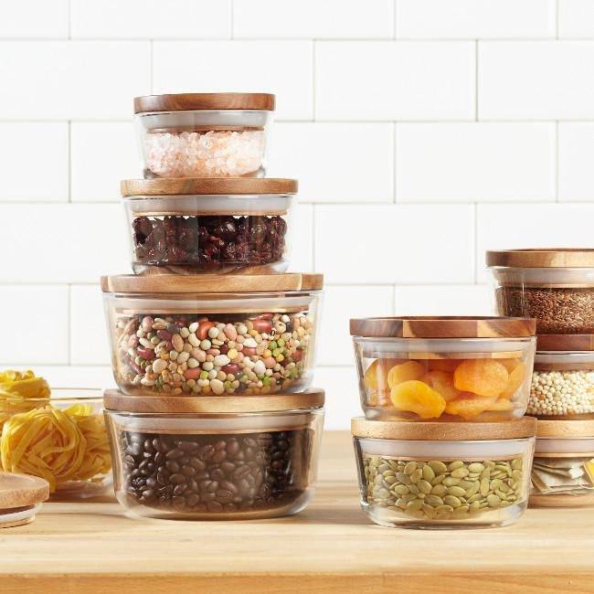 Pyrex 4 cup Round Dry Food Storage with Wood Lid-3