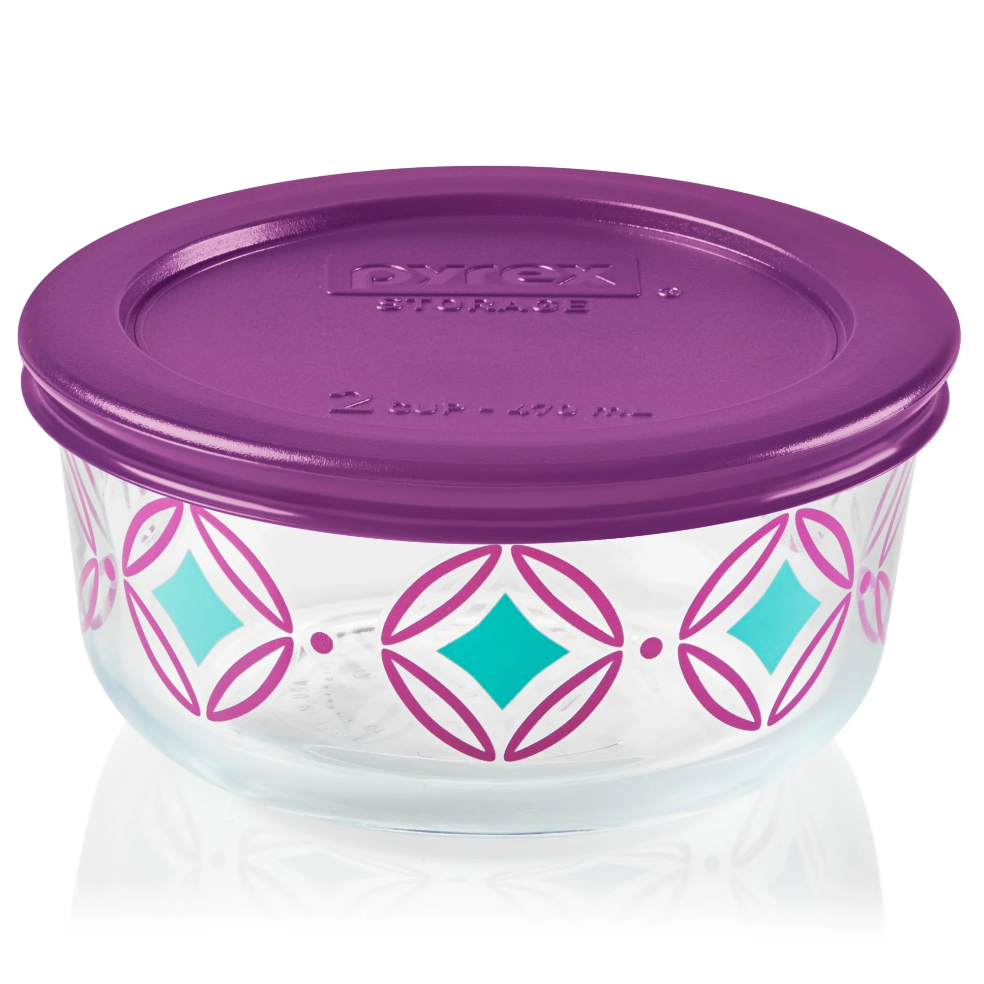 Pyrex Simply Store Diamonds 2 Cup Food Storage Round-1