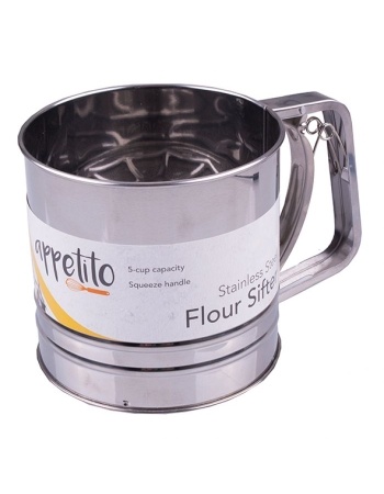 Appetito Stainless Steel 5 Cup Flour Sifter Squeeze